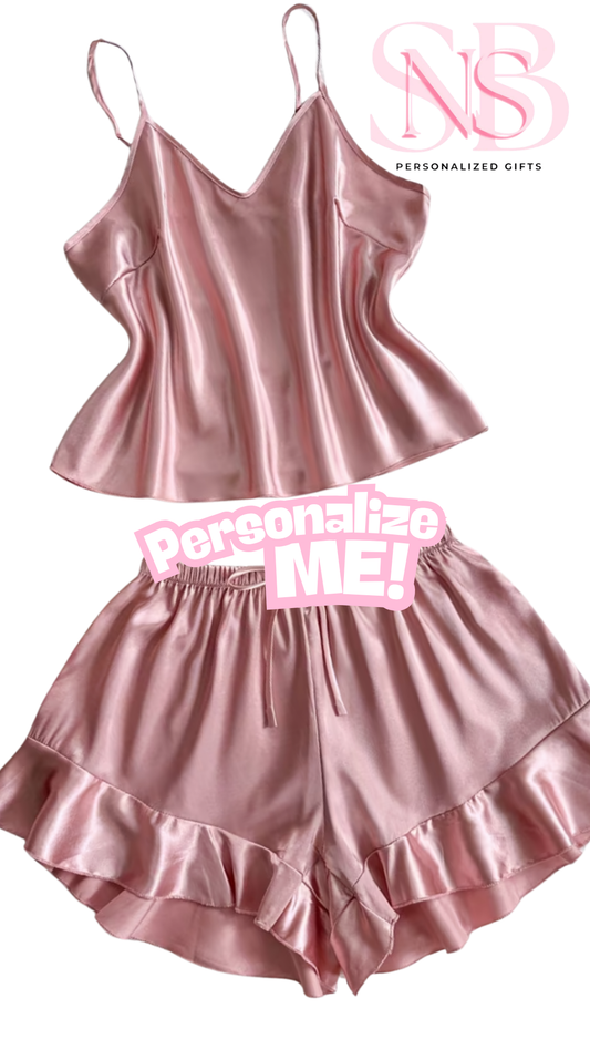 Ruffle Satin Pjs | Pink