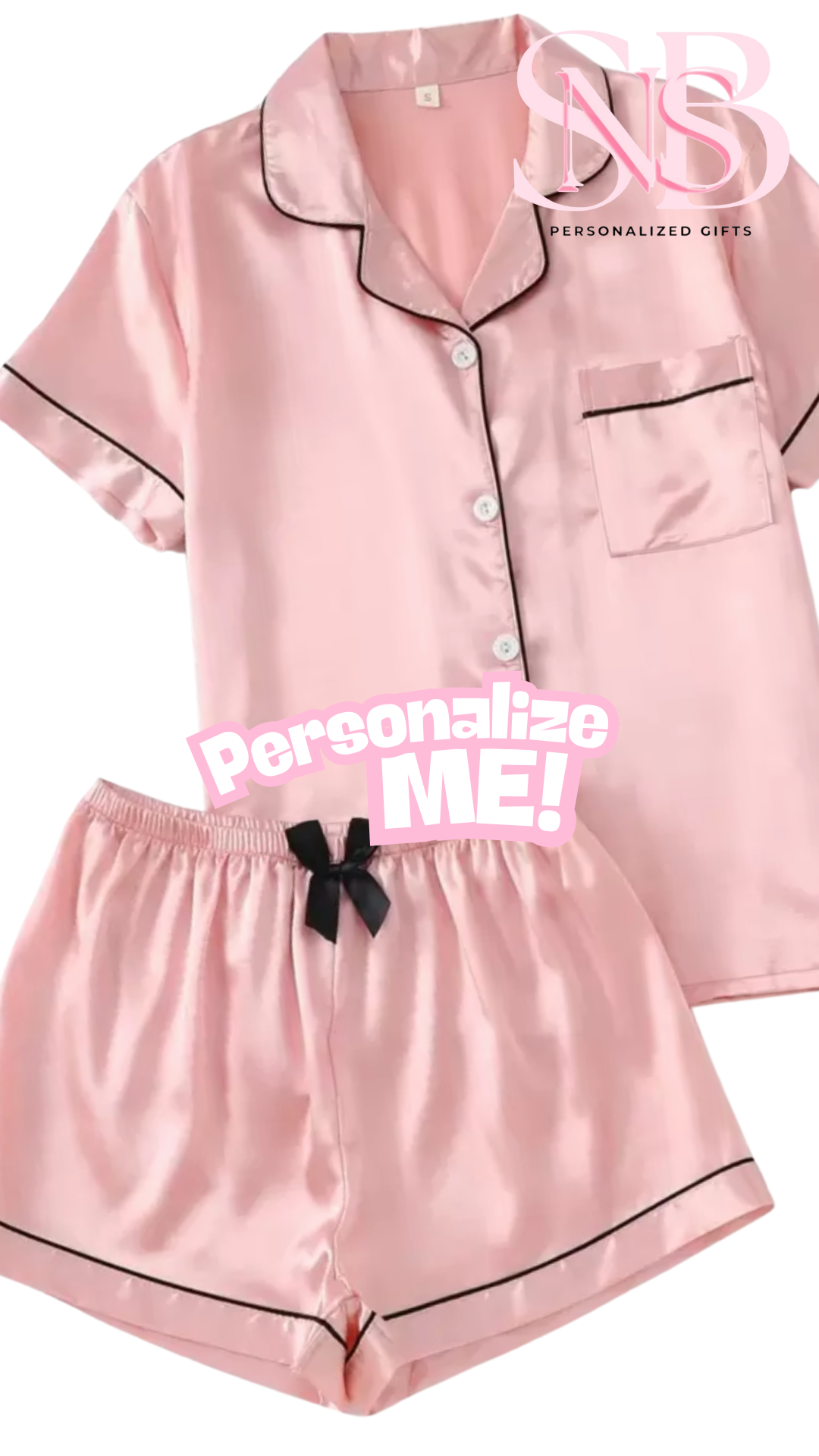 Satin Short Shirt Set | Pink