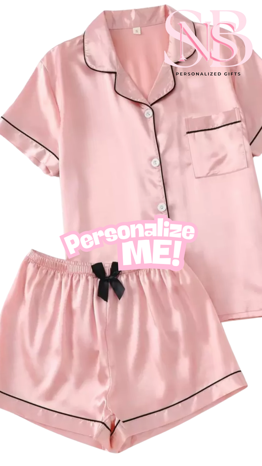 Satin Short Shirt Set | Pink
