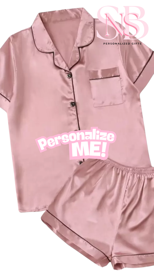 Satin Short Shirt Set | Pink