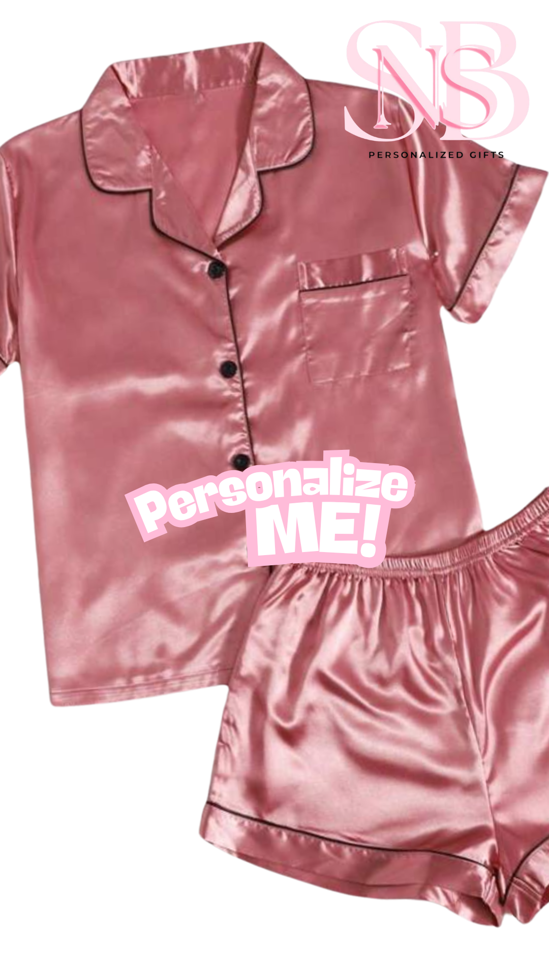 Satin Short Shirt Set | Pink