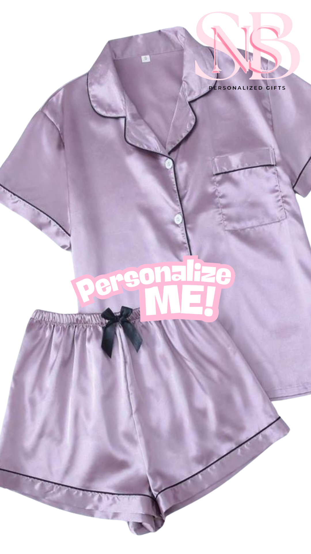 Satin Short Shirt Set | Lilac