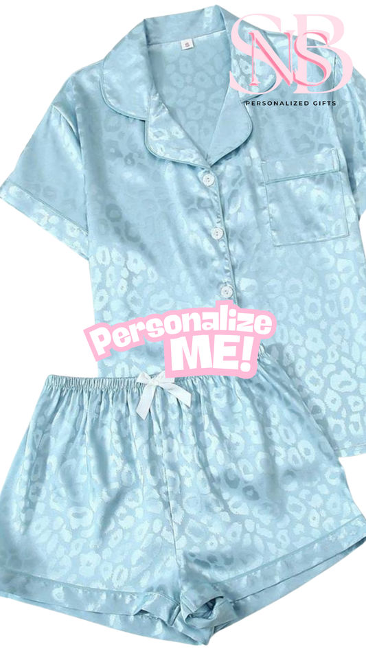 Satin Short Shirt Set | Leopard