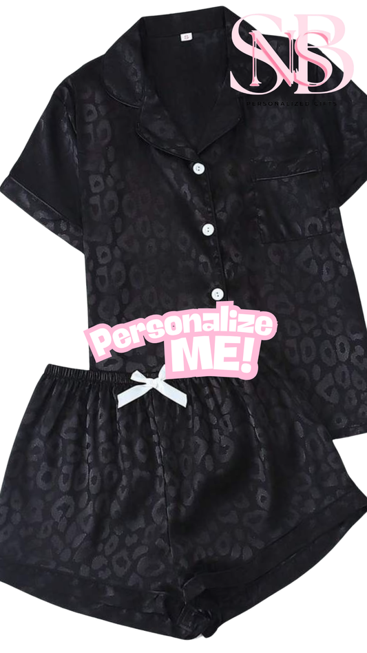 Satin Short Shirt Set | Leopard