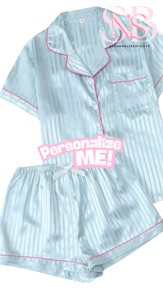 Satin Short Shirt Set | Stripe