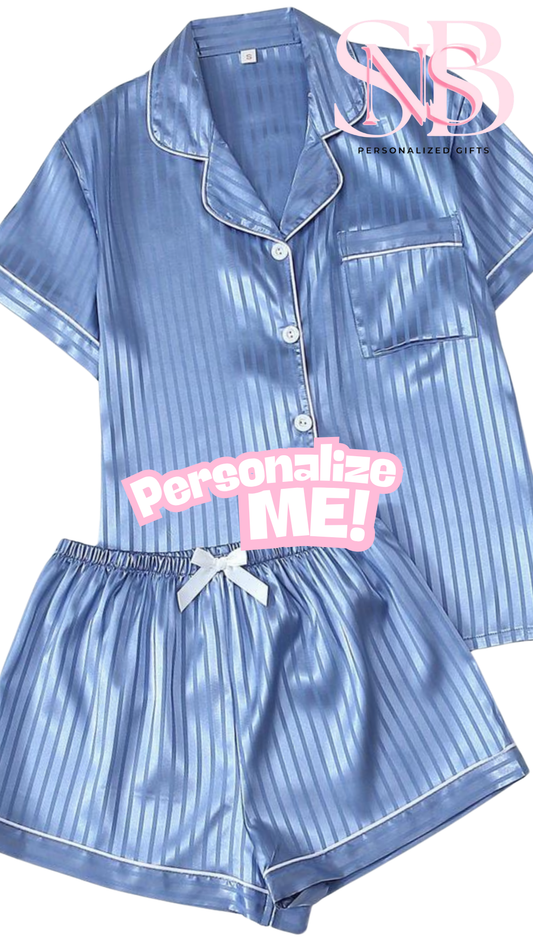Satin Short Shirt Set | Stripe