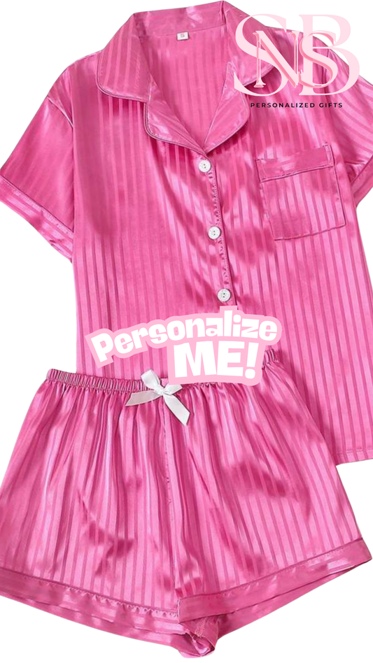 Satin Short Shirt Set | Stripe