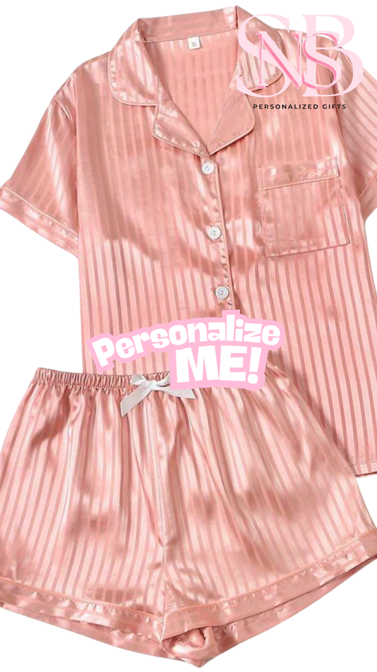 Satin Short Shirt Set | Stripe