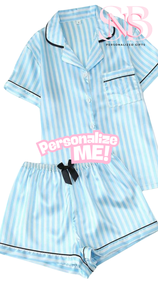 Satin Short Shirt Set | Stripe