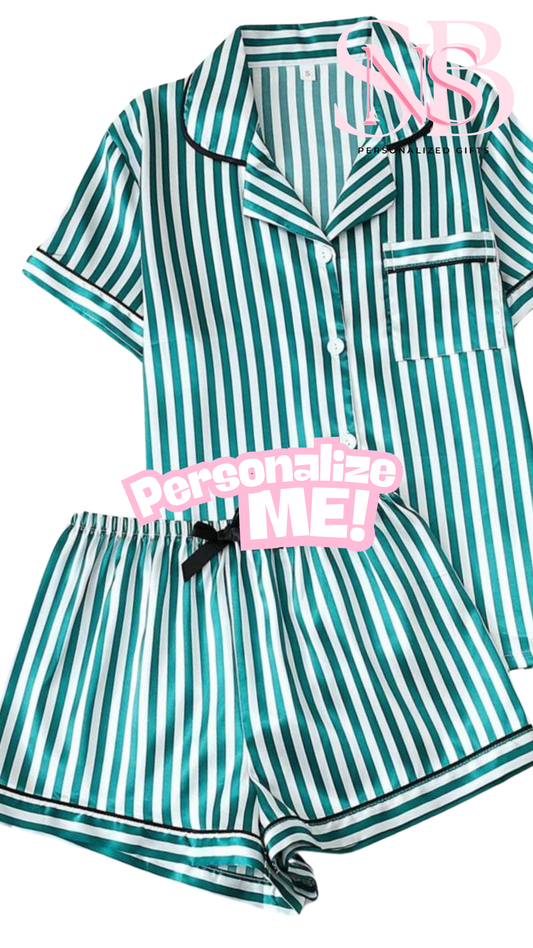Satin Short Shirt Set | Stripe