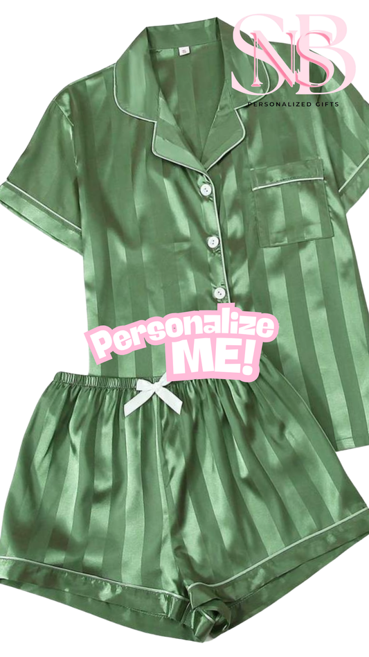 Satin Short Shirt Set | Stripe