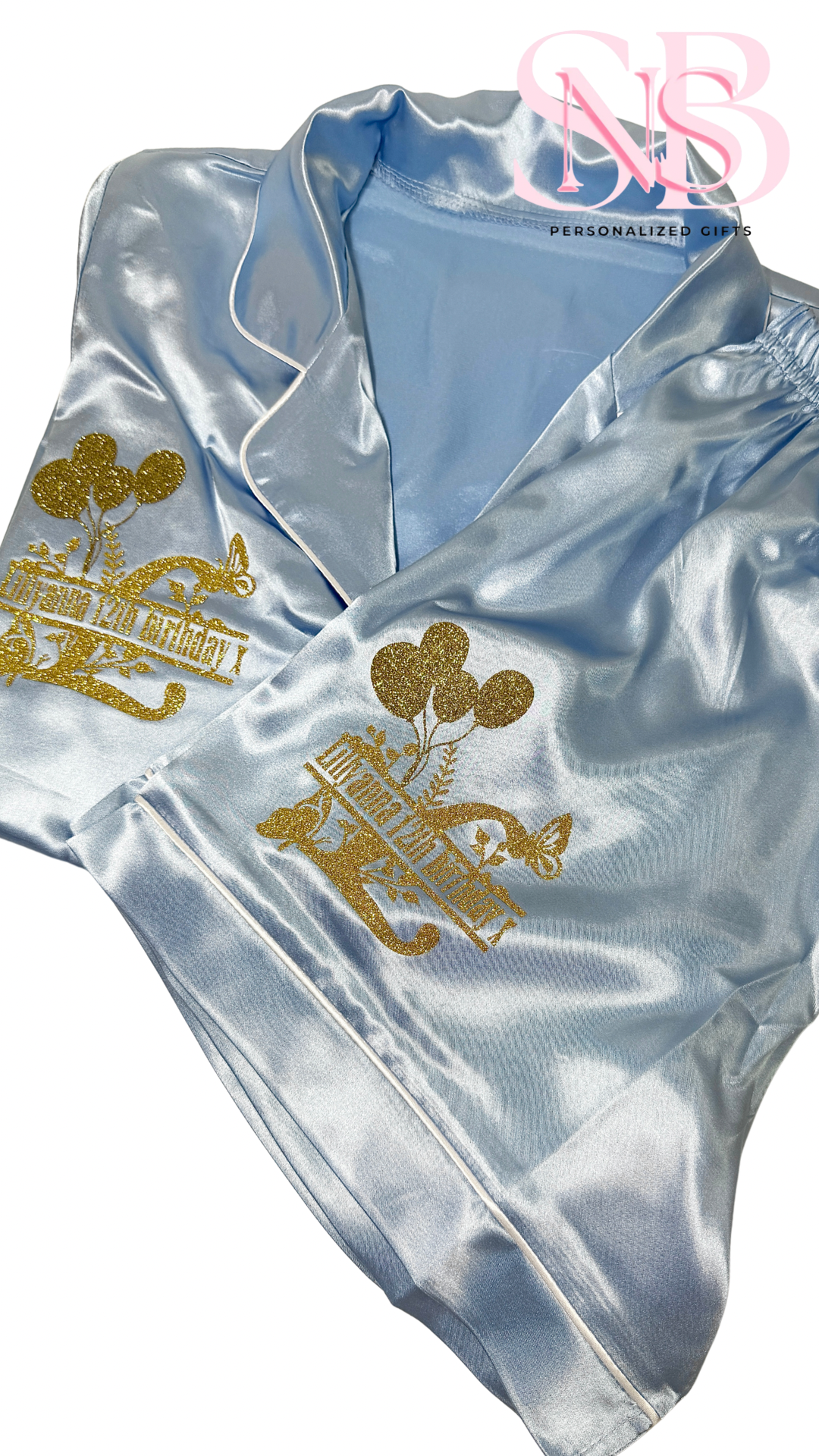 Kids Satin Short Shirt Set | Baby Blue