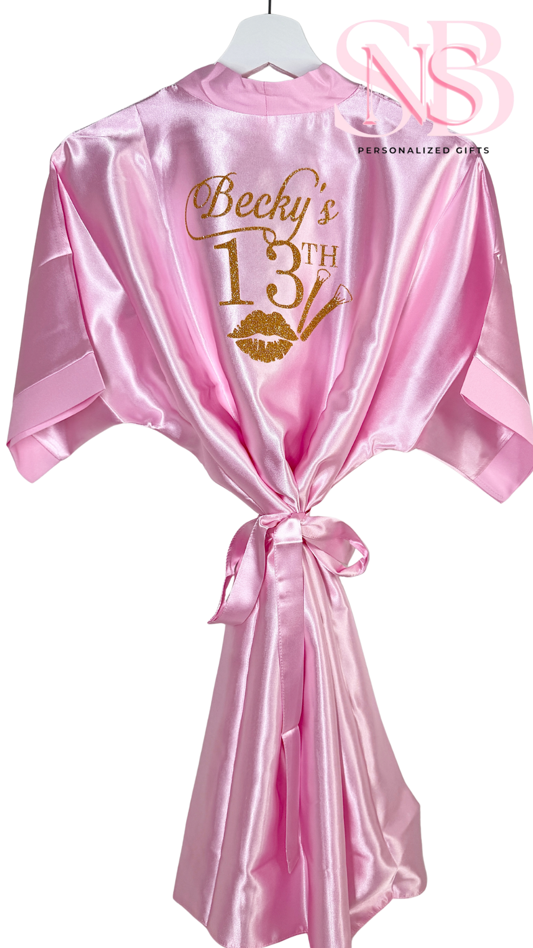 Kids | Personalised Satin Robes | Baby Pink