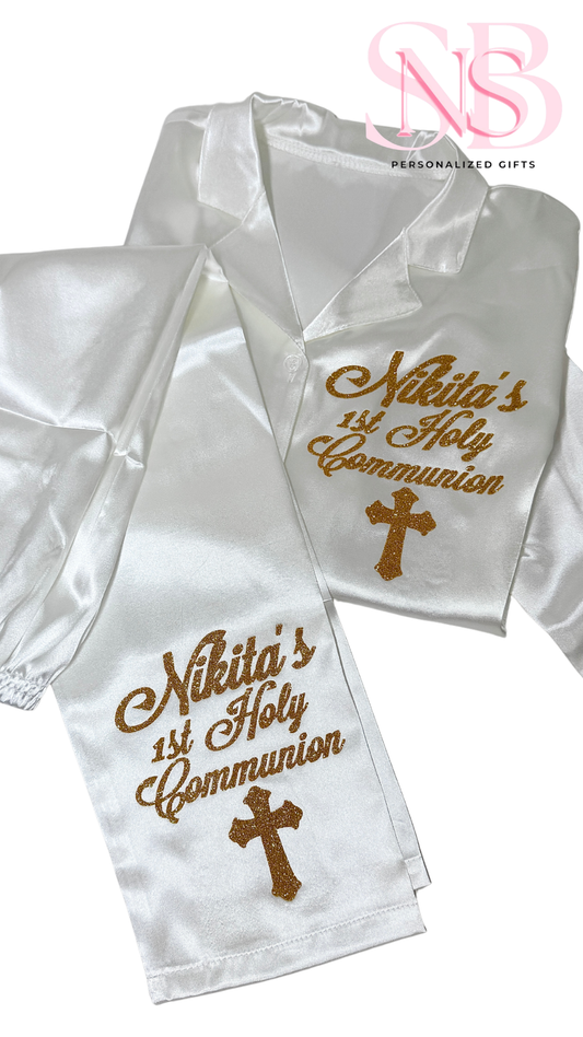Personalised Full Length Satin Pjs | All Colours | Kids
