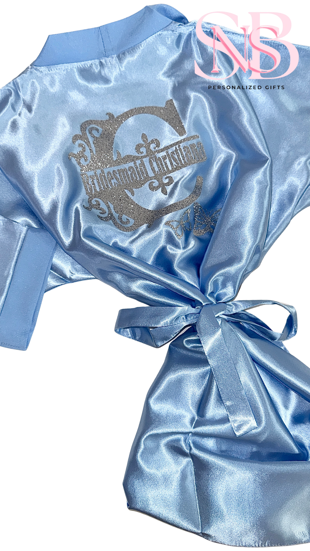 Kids | Personalised Satin Robes | Baby Blue