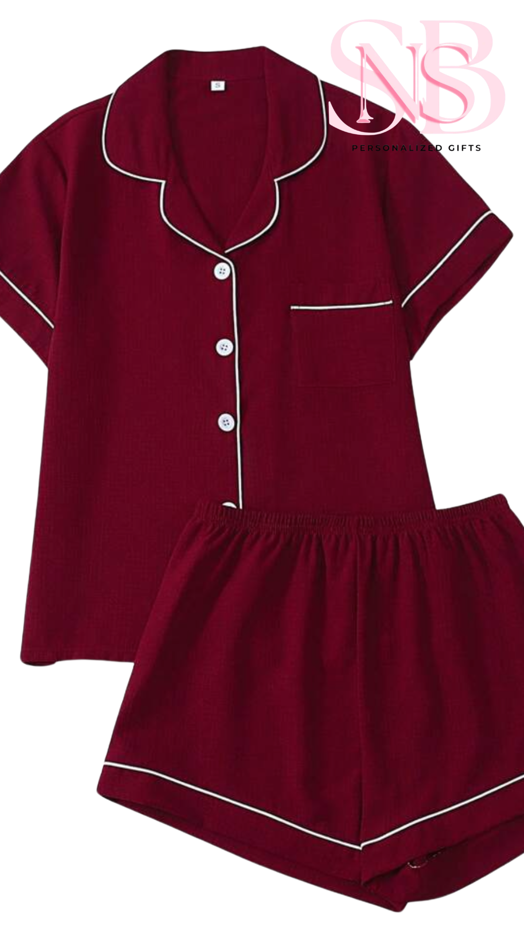 Satin Burgundy Short Set Pjs