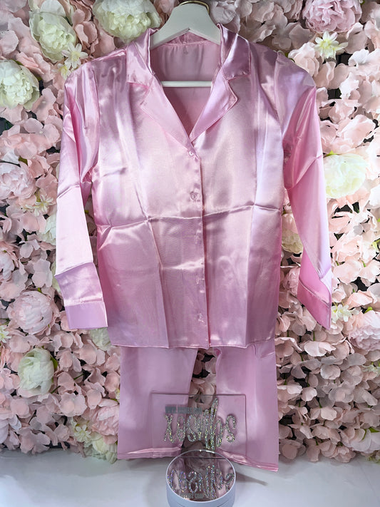 Baby Pink Full length Satin Pjs