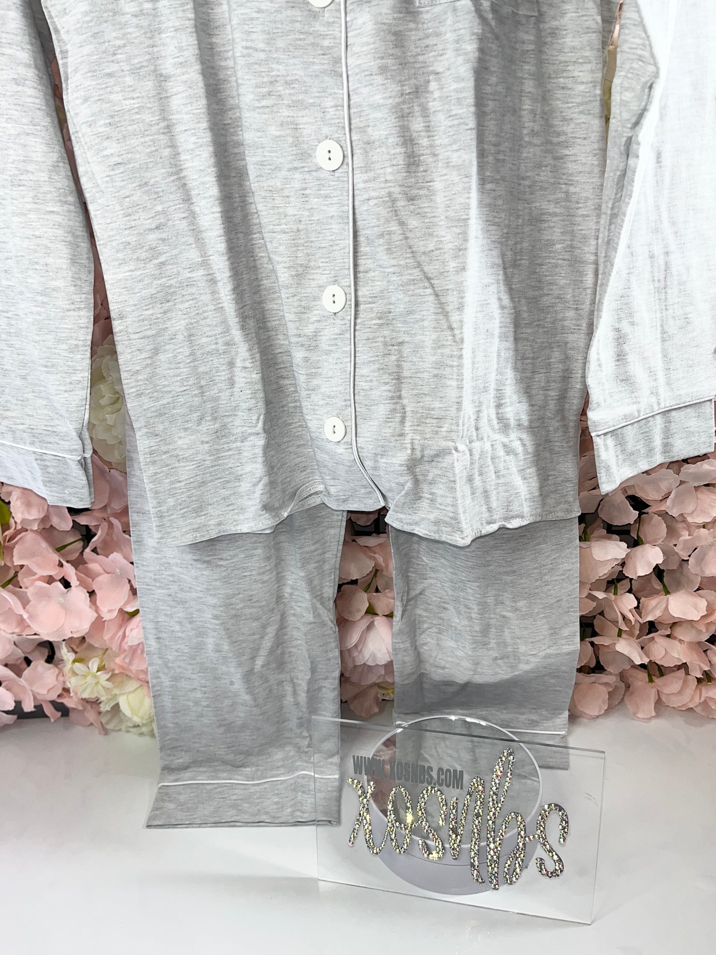 Grey Cotton Full Length Pjs