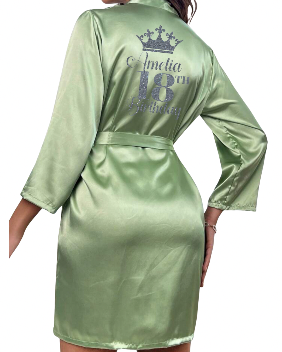 Personalized Satin Robe | Mint Green