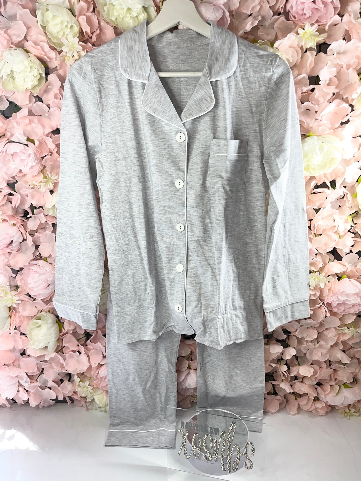 Grey Cotton Full Length Pjs