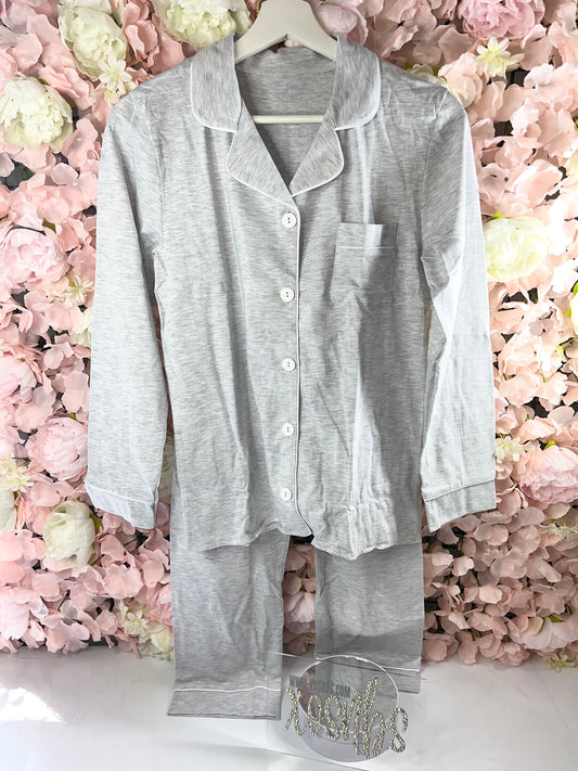 Grey Cotton Full Length Pjs