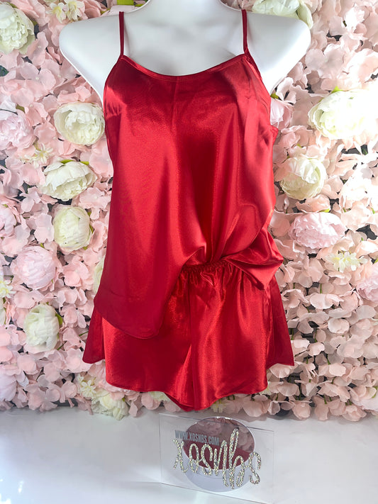 Red Satin Cami Set