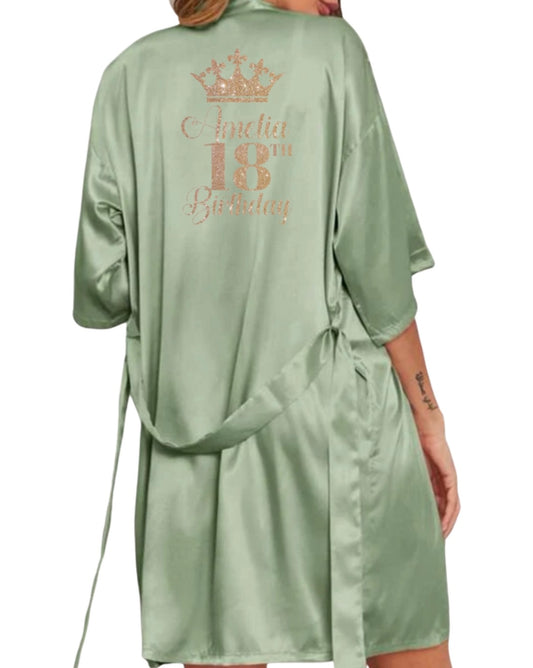 Personalized Satin Robe | Green