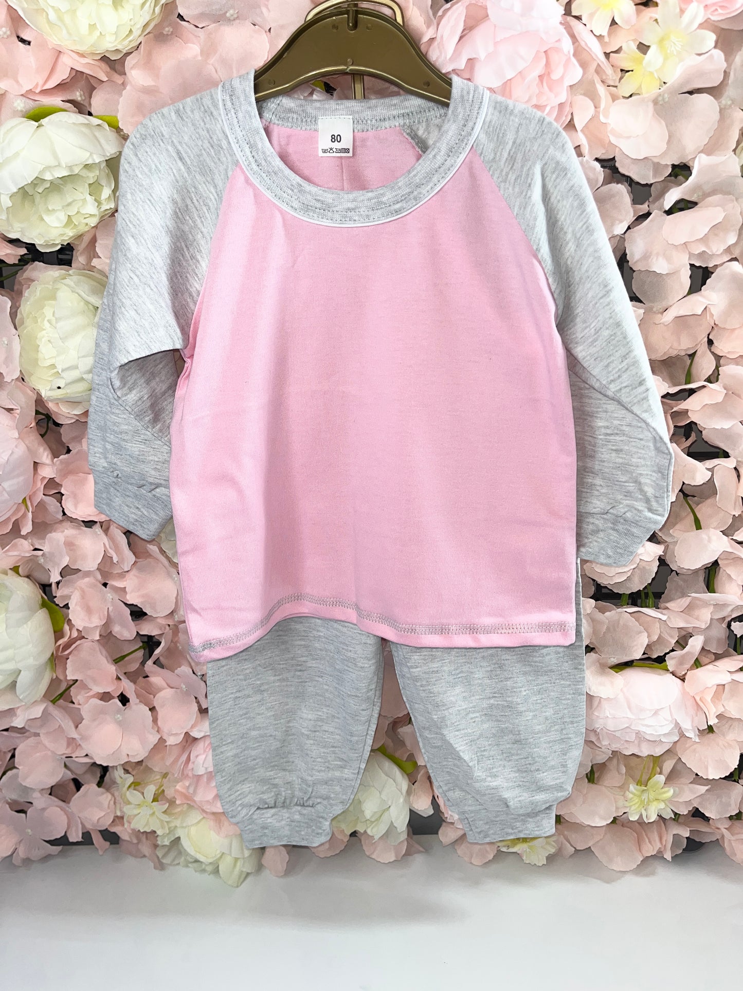 GREY AND PINK PJS SET