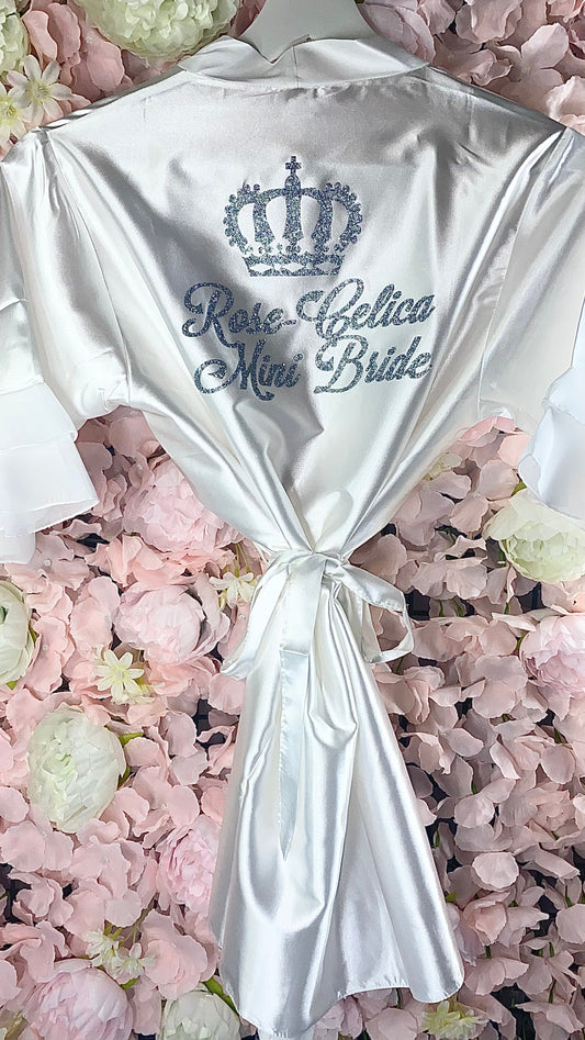 SALE Personalised Ruffle Robe | Ivory