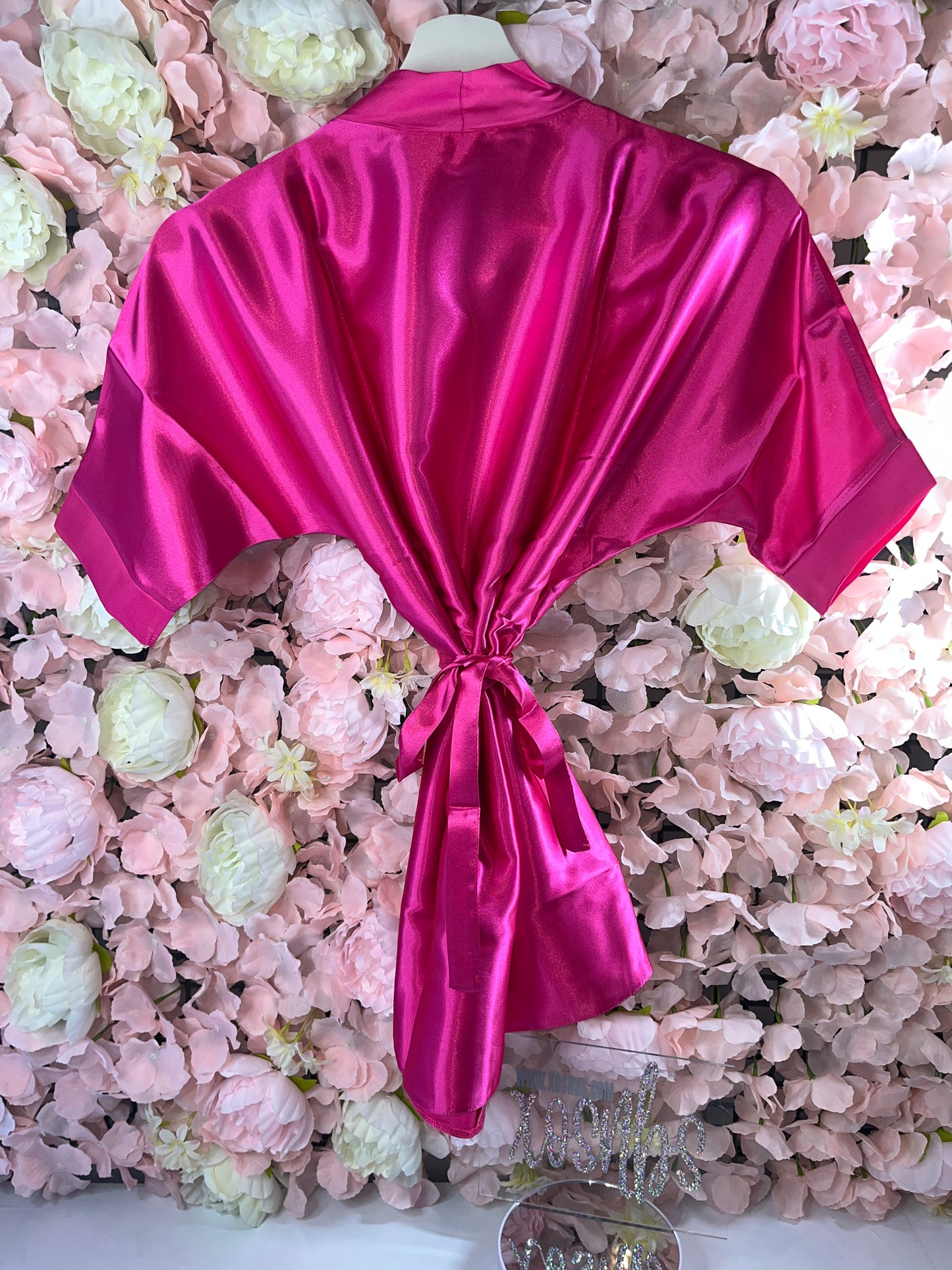 Hot pink satin robe