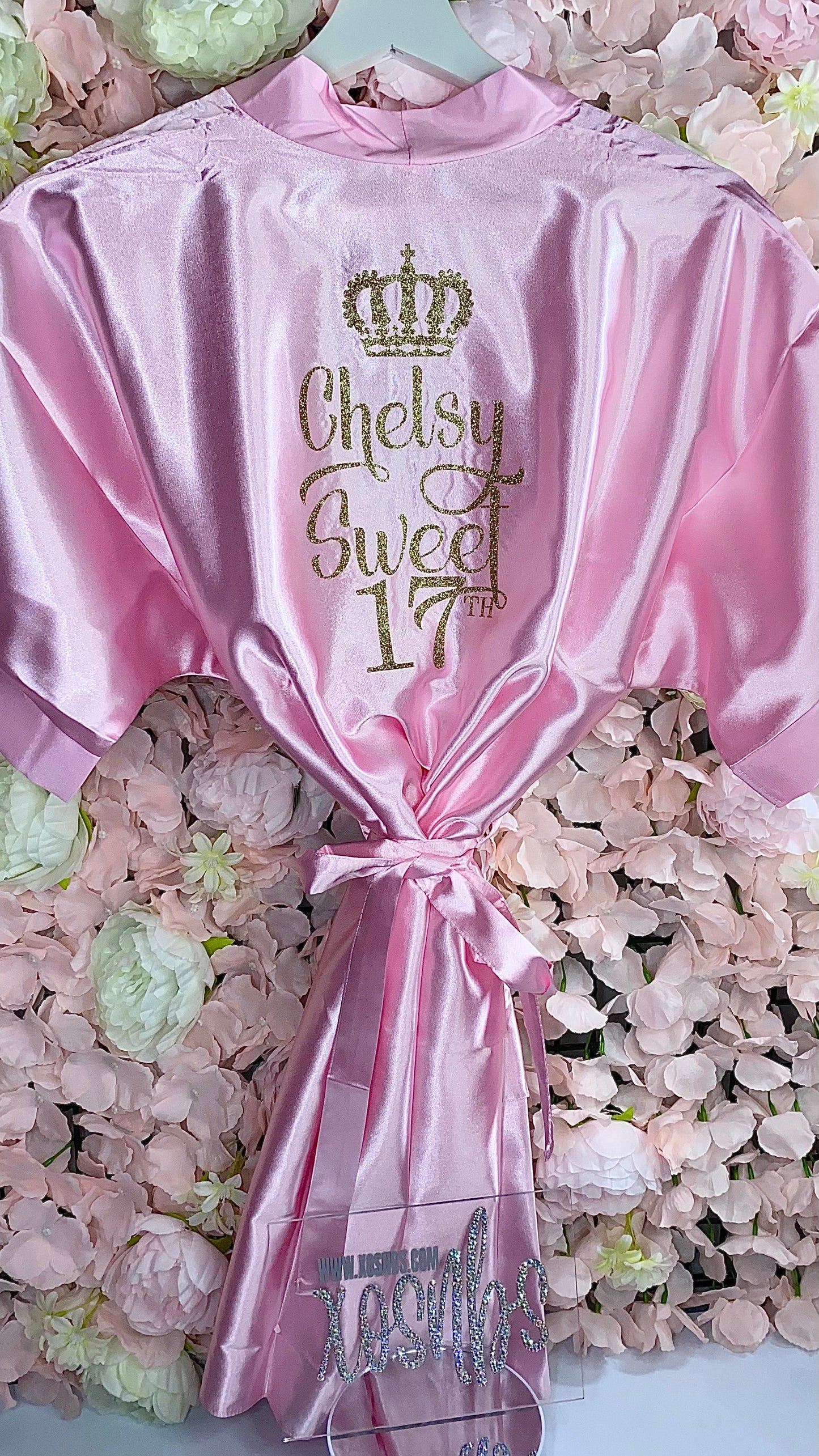 SALE Kids | Personalised Satin Robes | Baby Pink