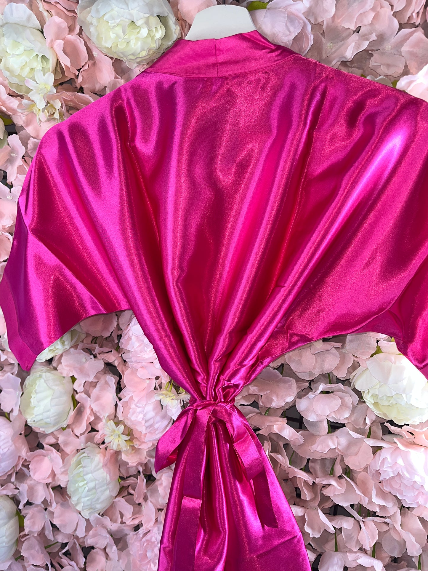 Hot pink satin robe