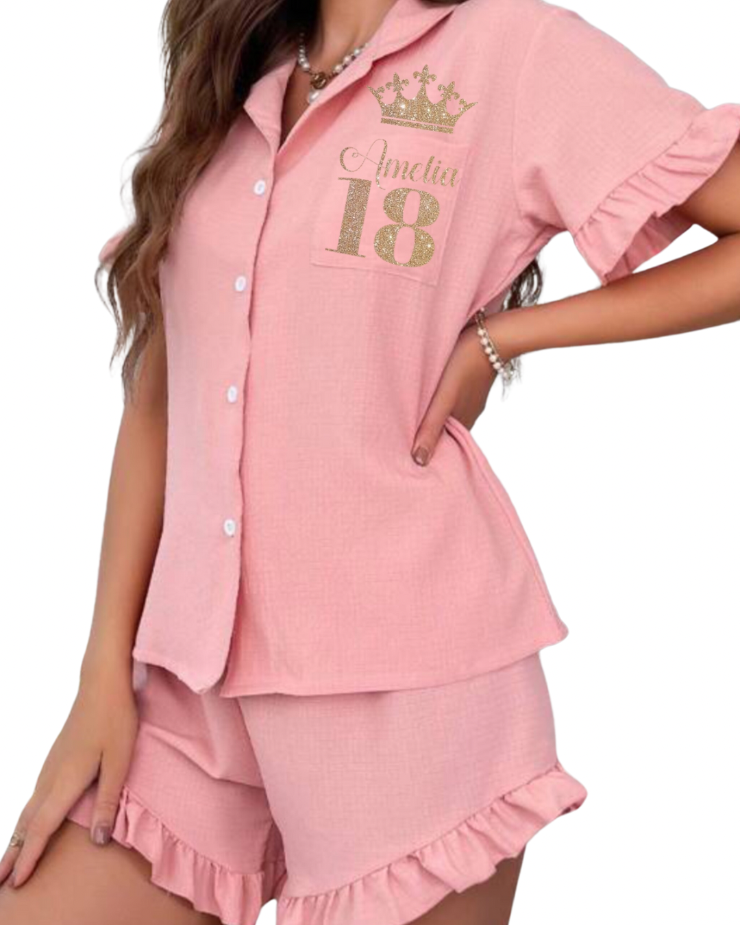 Ruffle Trim Personalised Pjs