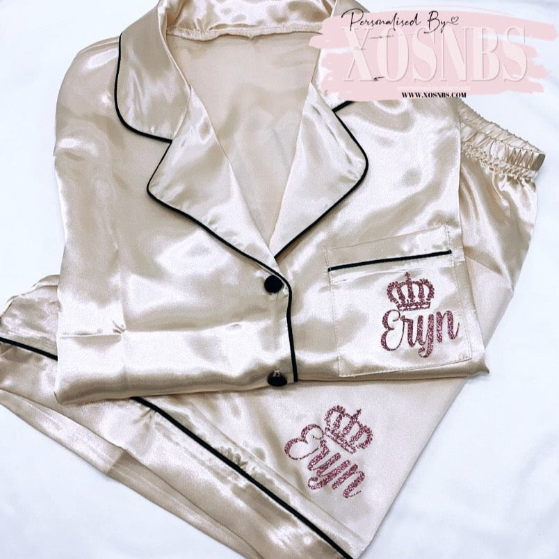 Kids Satin Short Shirt Set | Champagne