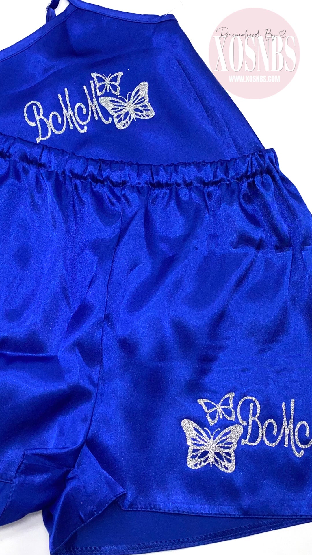 Kids Personalised Satin Cami Sets | Royal Blue