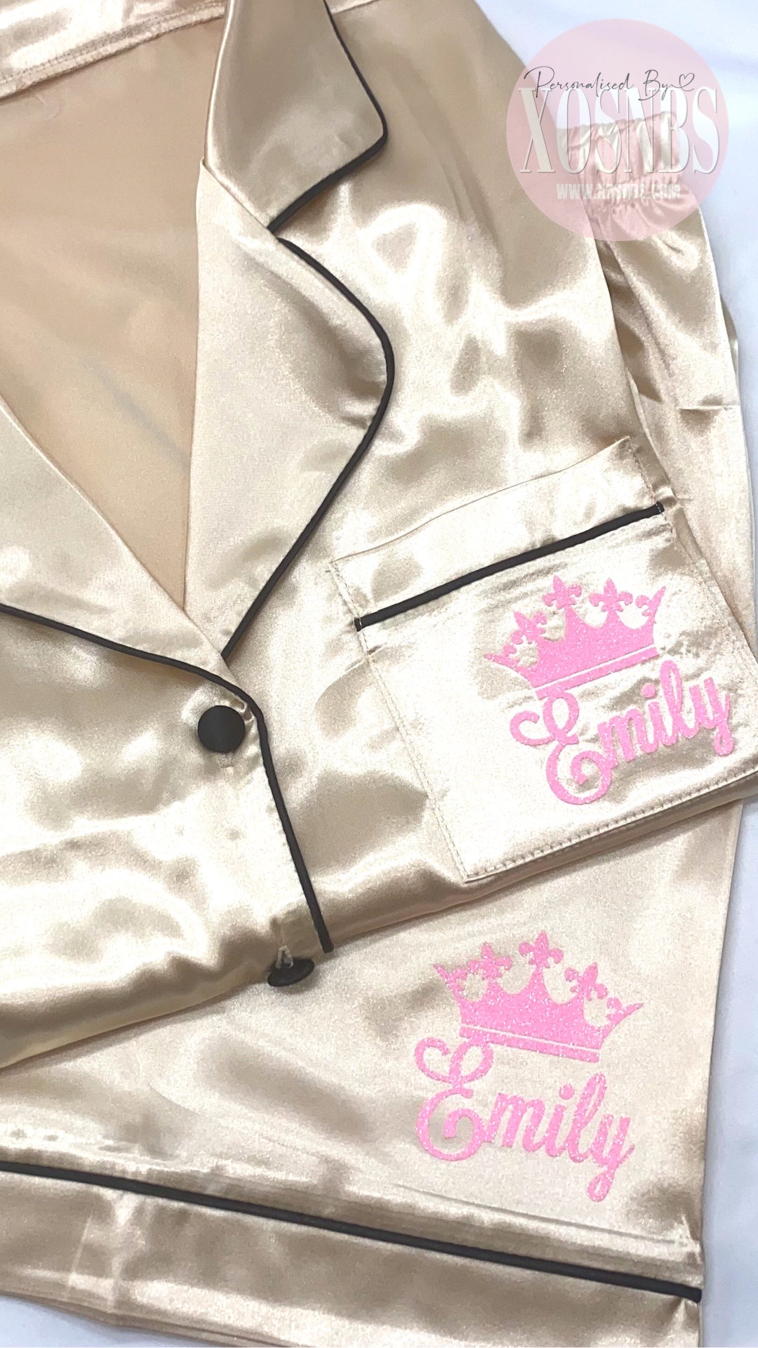 Kids Satin Short Shirt Set | Champagne