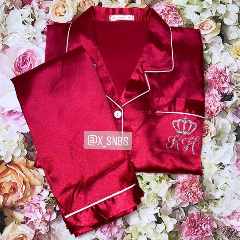 Personalised Full Length Satin Pyjamas | More Colours Available