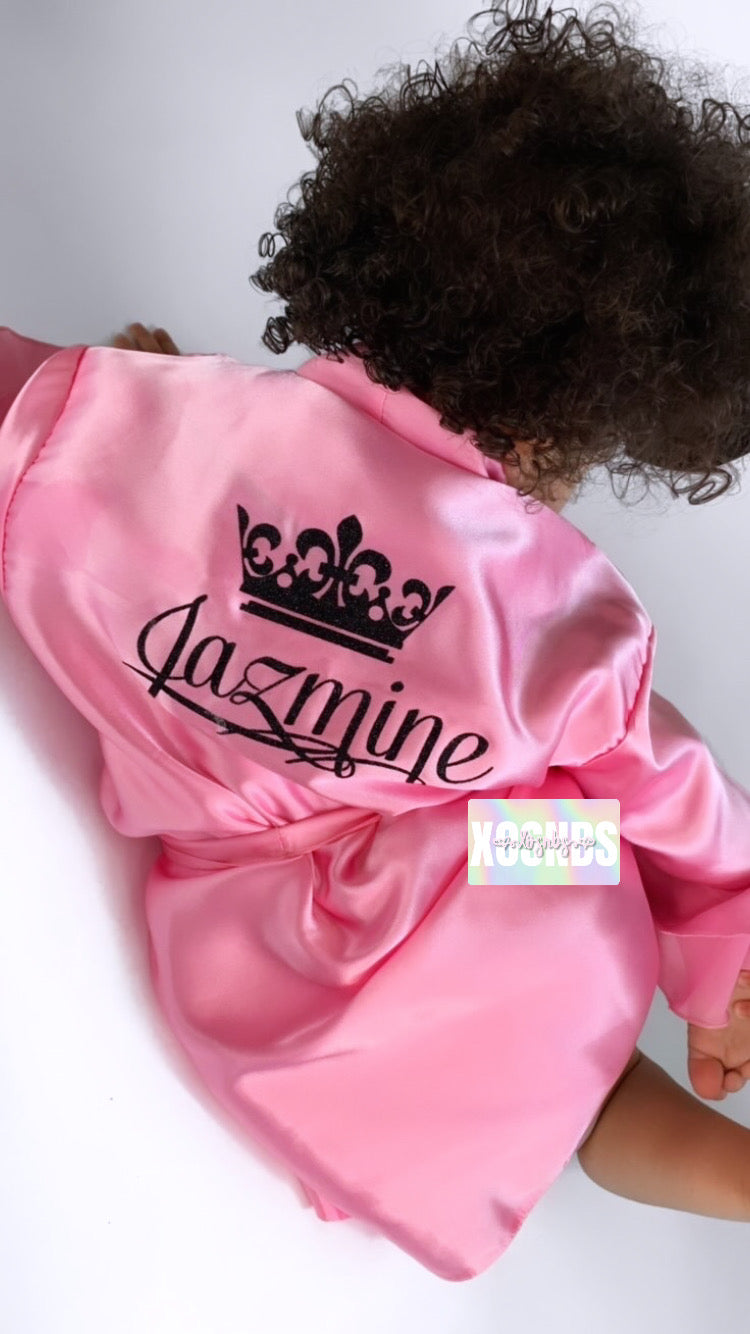 Kids | Personalised Ruffle Robe | Baby Pink