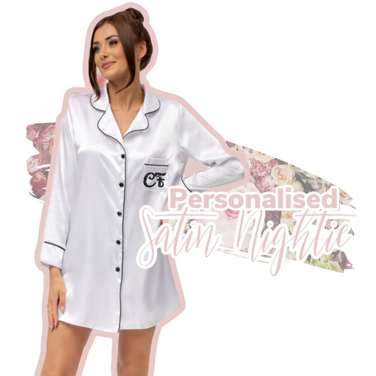Personalised Satin Nightie | White