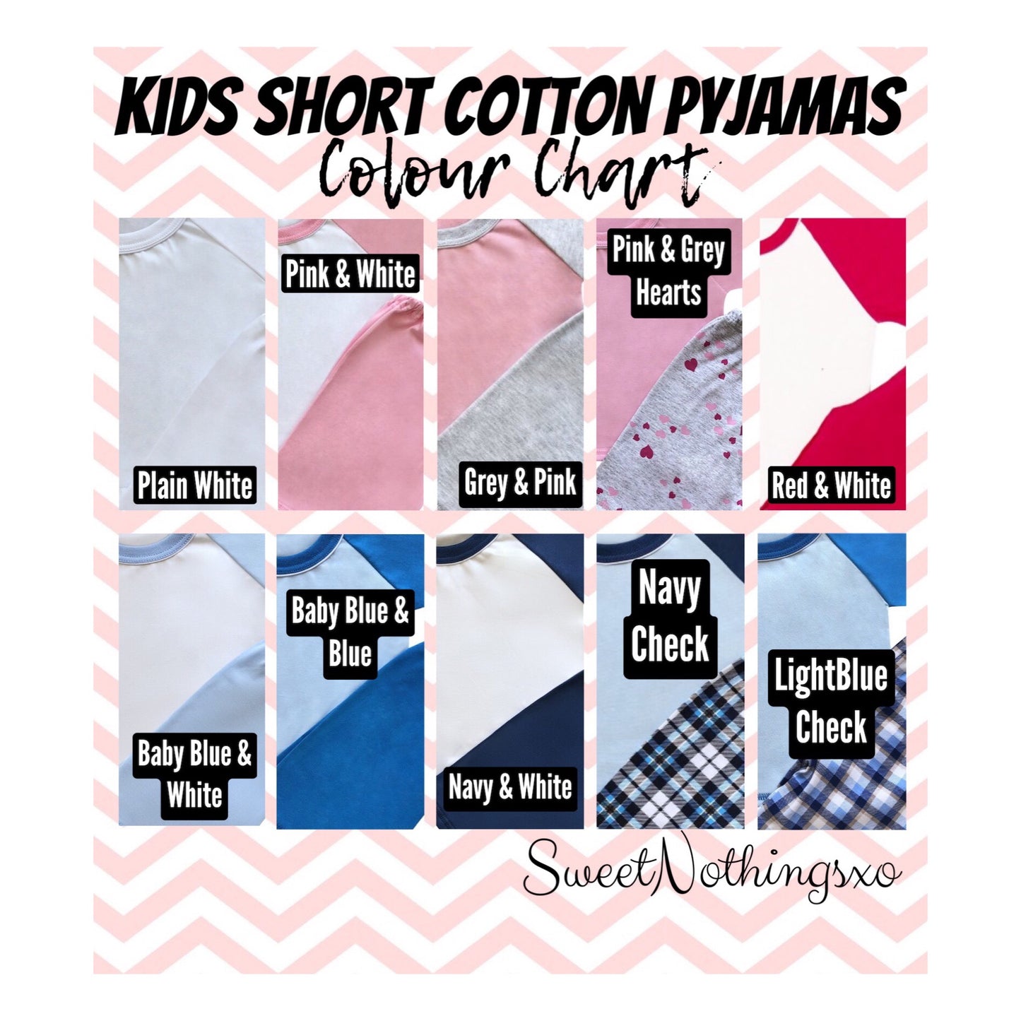 Personalised Kids Cotton Short Sets | All Colours