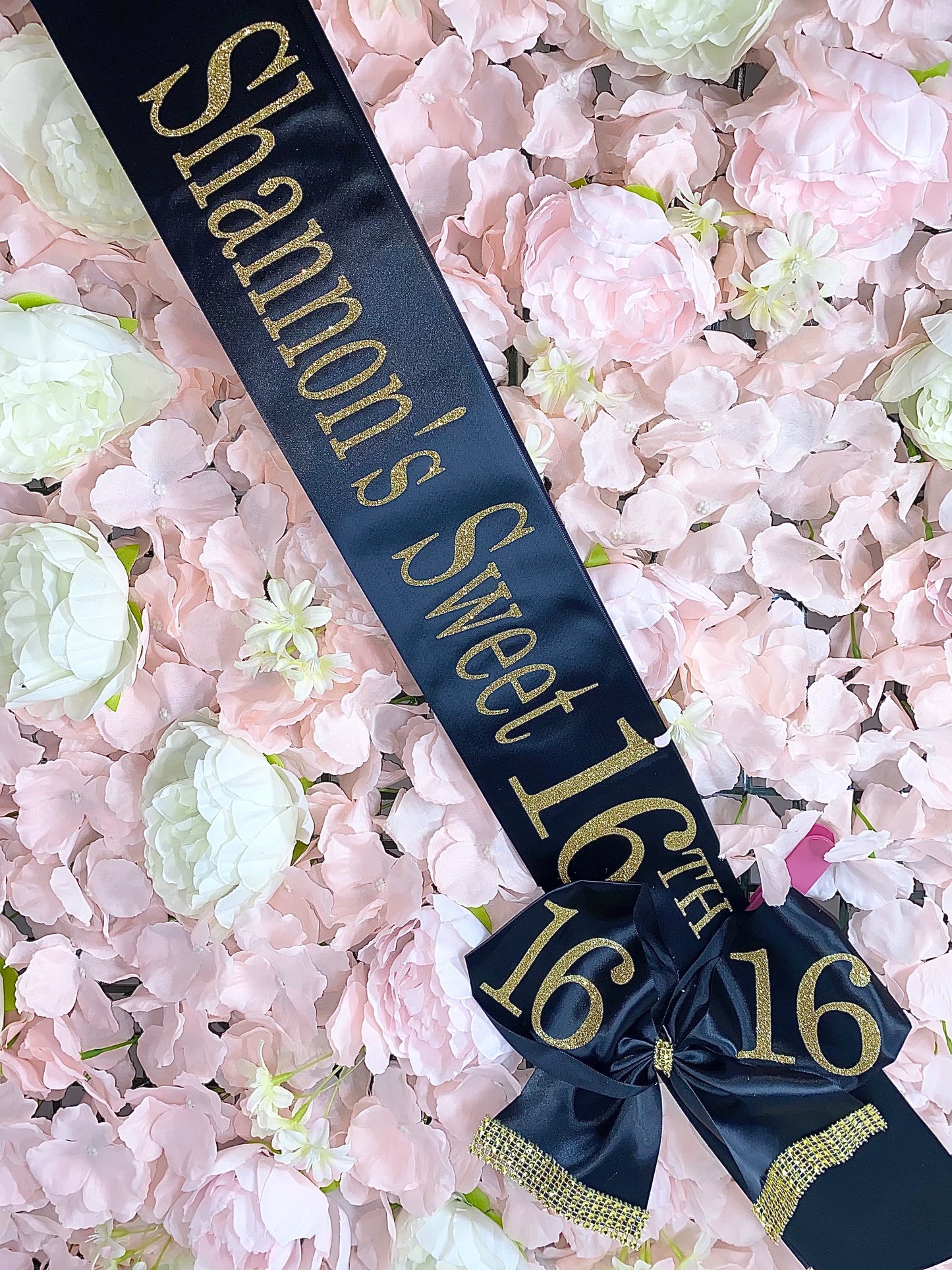 Personalised Satin Bow Sash | Black