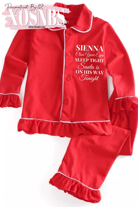 Personalised Ruffle Pjs | Red