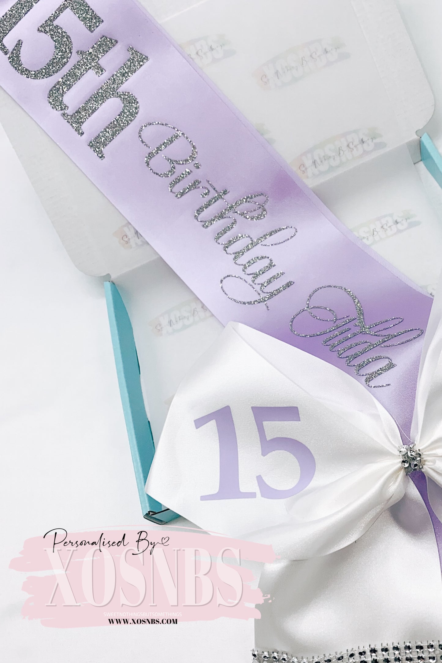 Two Tone Personalised Satin Bow Sash xo