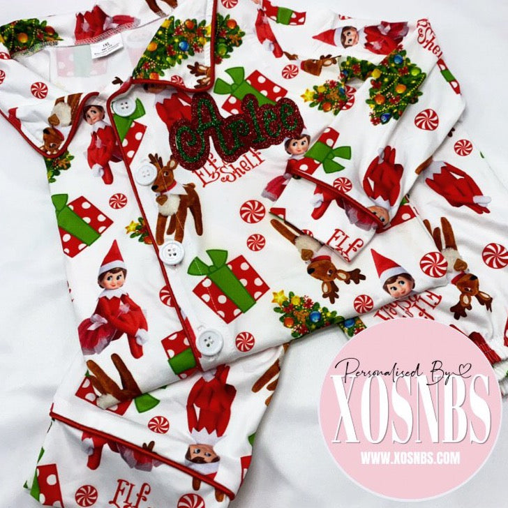 Elf Pjs | Ruffle Trim Sets Also Available