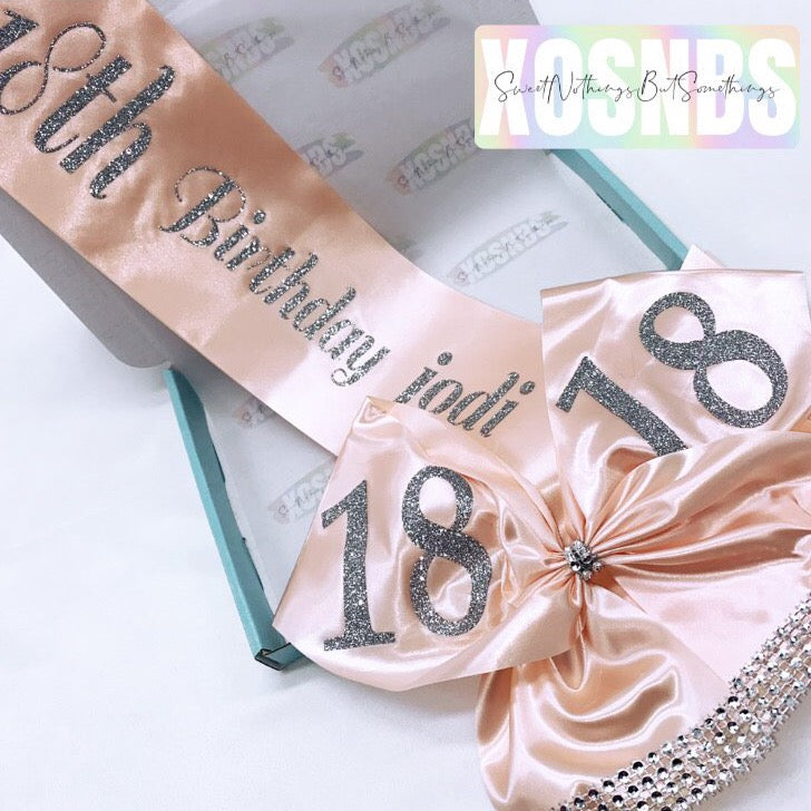 Personalised Satin Bow Sash xo