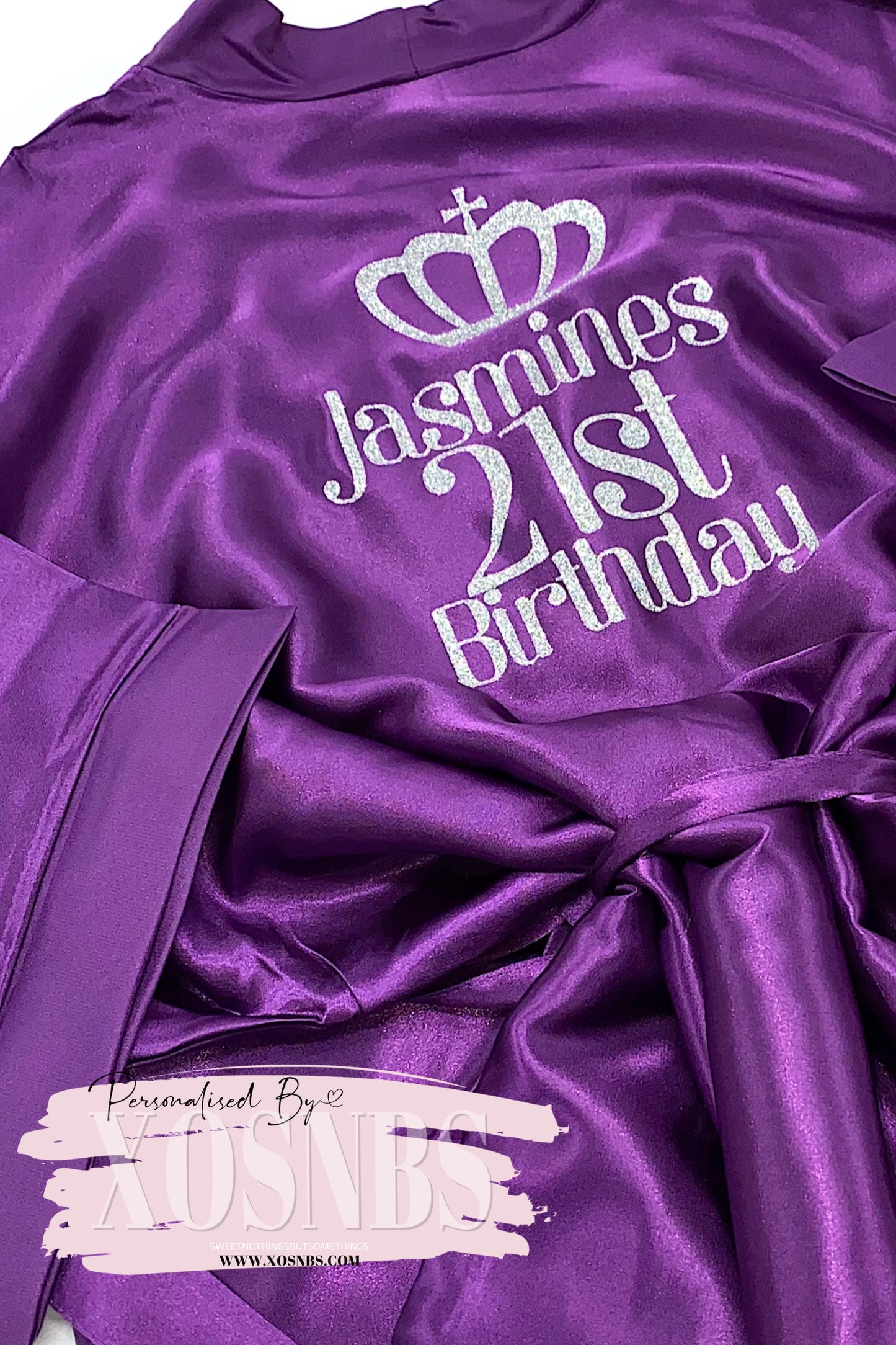 Personalised Satin Robe | Purple