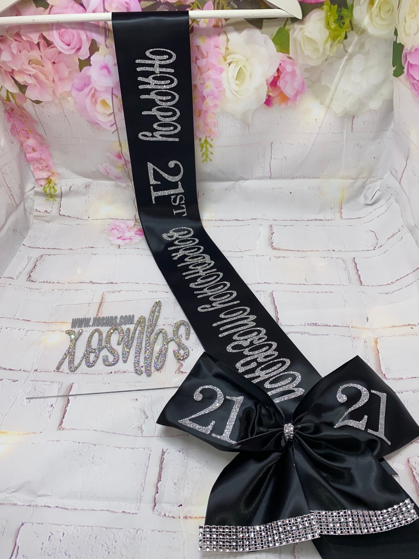 Personalised Satin Bow Sash | Black