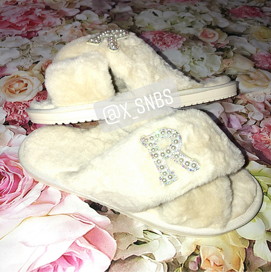 Personalised Faux Fur Letter Slippers | All Colours