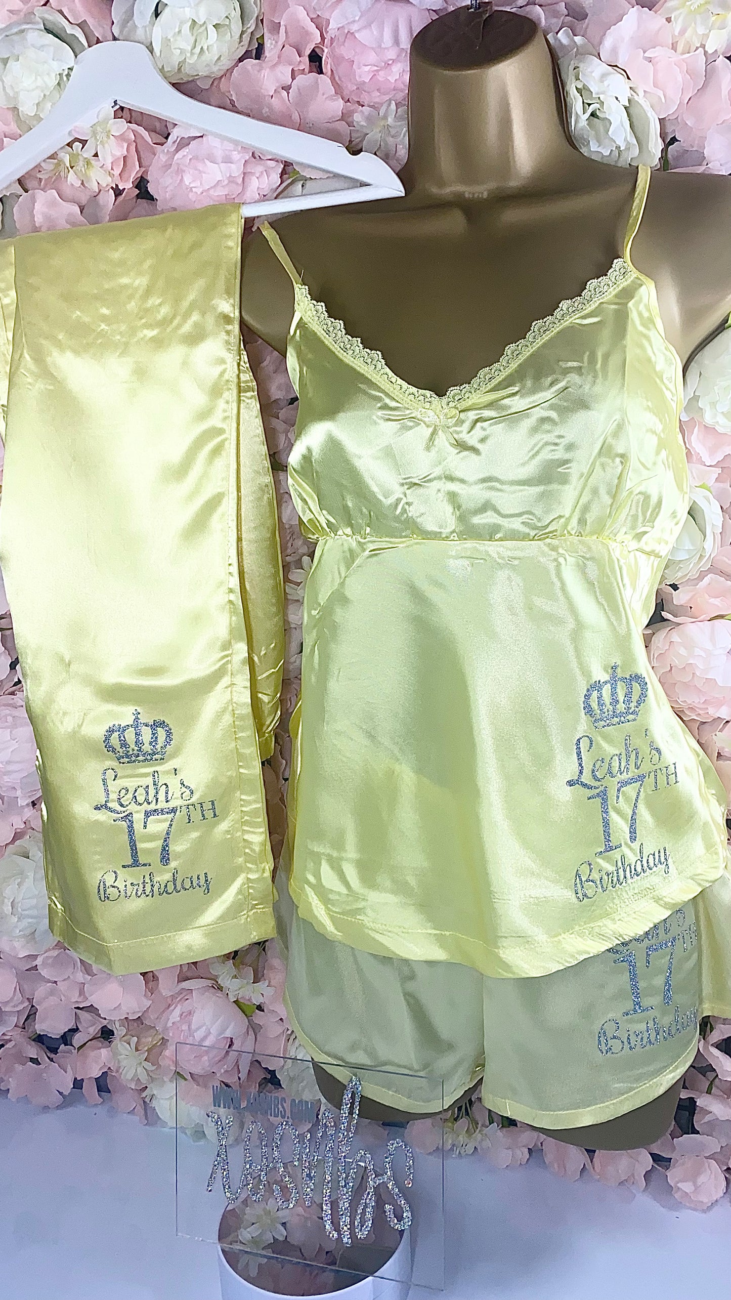 Personalised 3pc Cami Set | Yellow