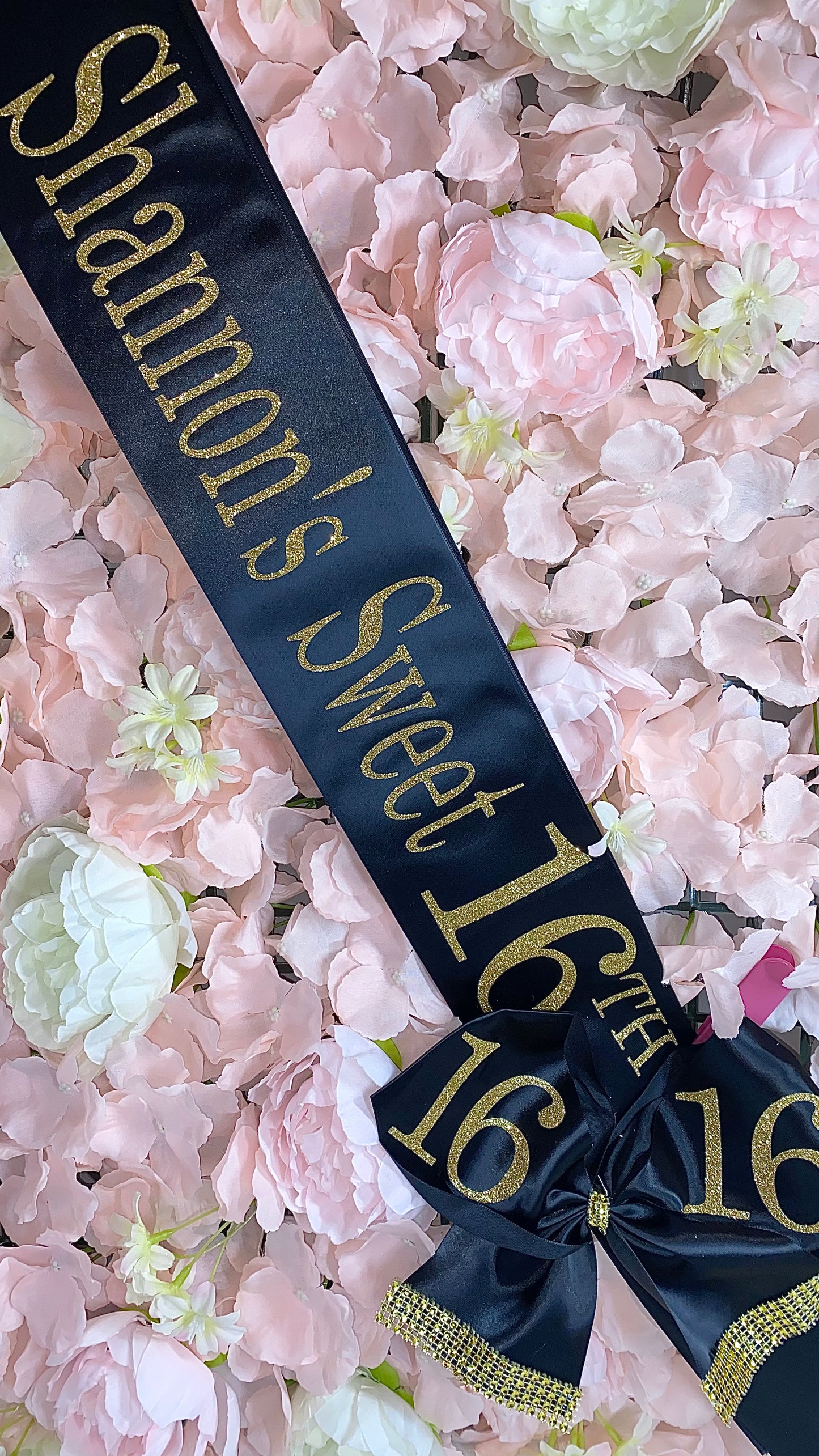 Personalised Satin Bow Sash | Black